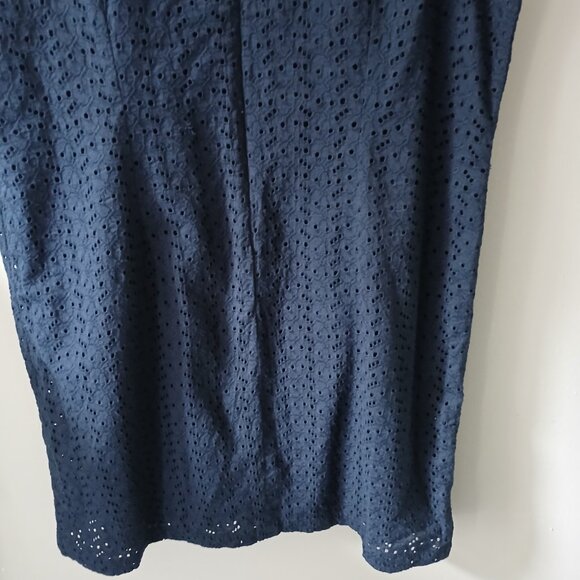 VTG L.L Bean Women's Sheath Dress Size 18 Blue Zipper Sleeveless 100% Cotton - Picture 16 of 16